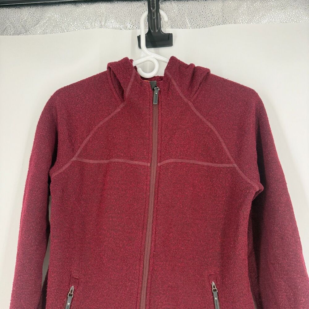 Smartwool Hudson Trail Full Zip Fleece Hoodie Sweater Wool Burgundy Womens Small - Picture 4 of 11